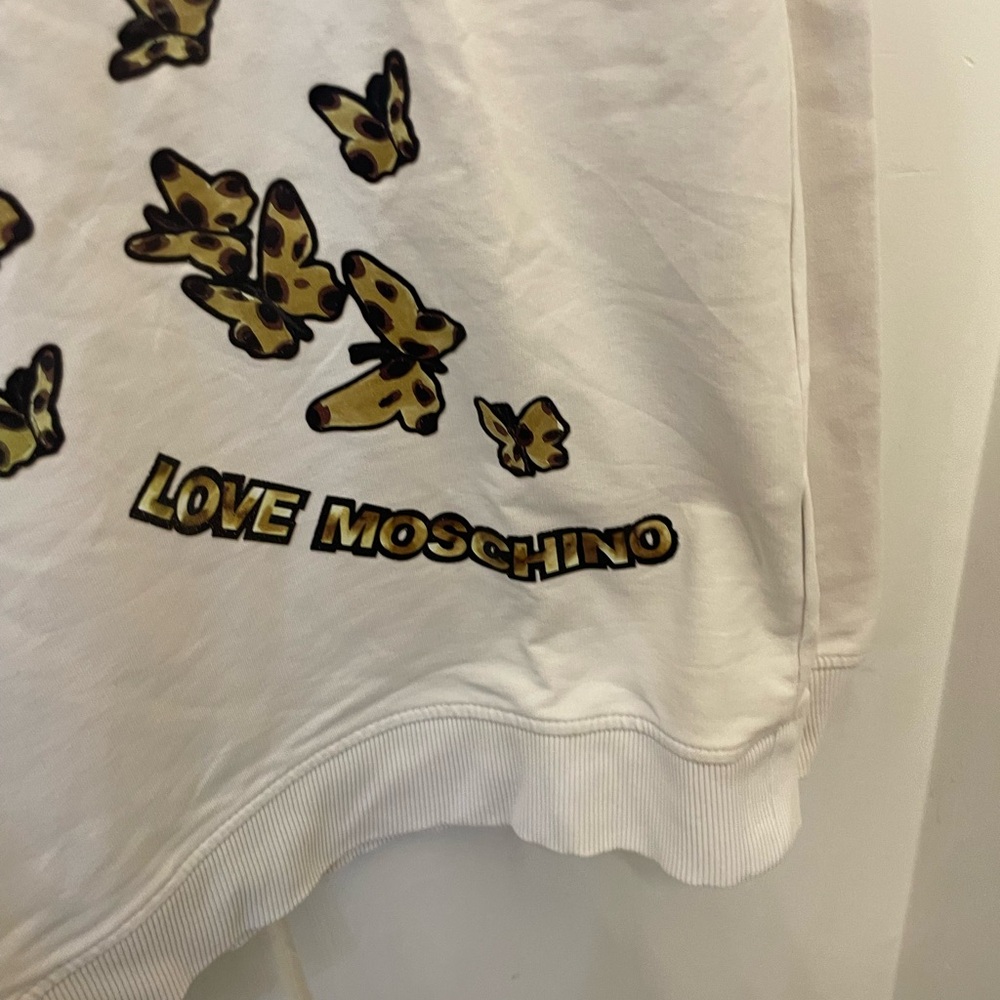 Love Moschino Butterfly Graphic Pullover Sweatshirt White Size 8 - Picture 5 of 5